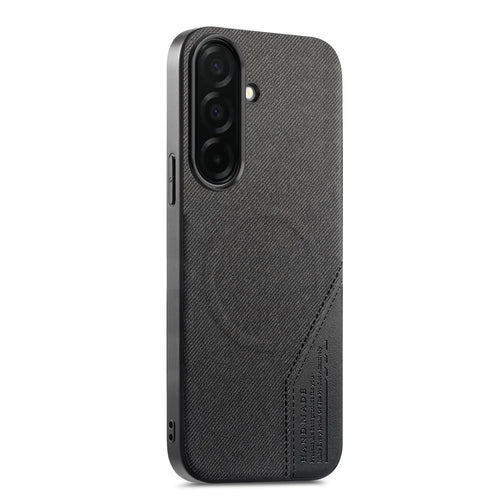 For Samsung Galaxy A17 5G  /  A17 4G Magnetic Case Cloth Texture PU Leather + PC + TPU Phone Cover - Black - 1