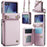 CASEME for Samsung Galaxy Z Flip8 Case with RFID Blocking 5 Card Slots  C22 Leather Back Cover - Pink - 1