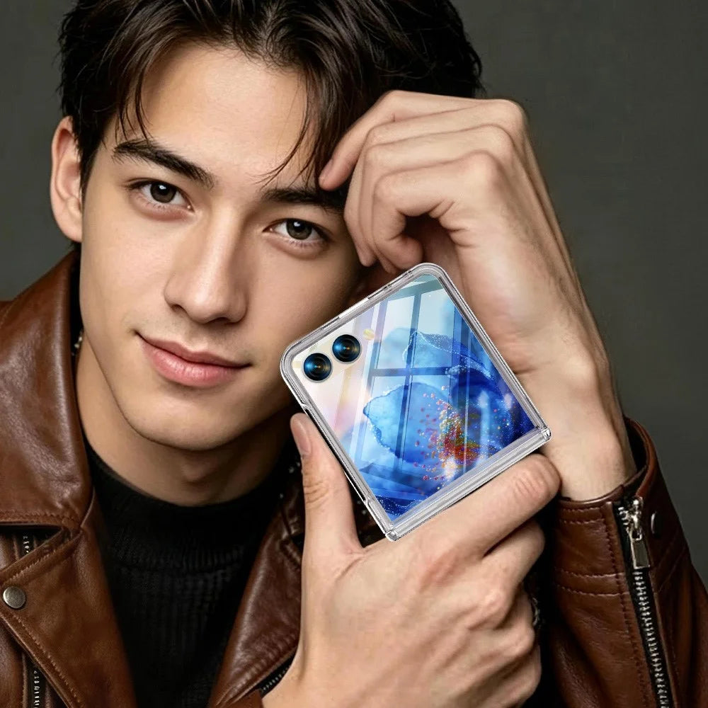 For Samsung Galaxy Z Flip8 Case Hinge Protection PC + TPU Phone Cover Built-in Tempered Glass Film - Transparent - 4