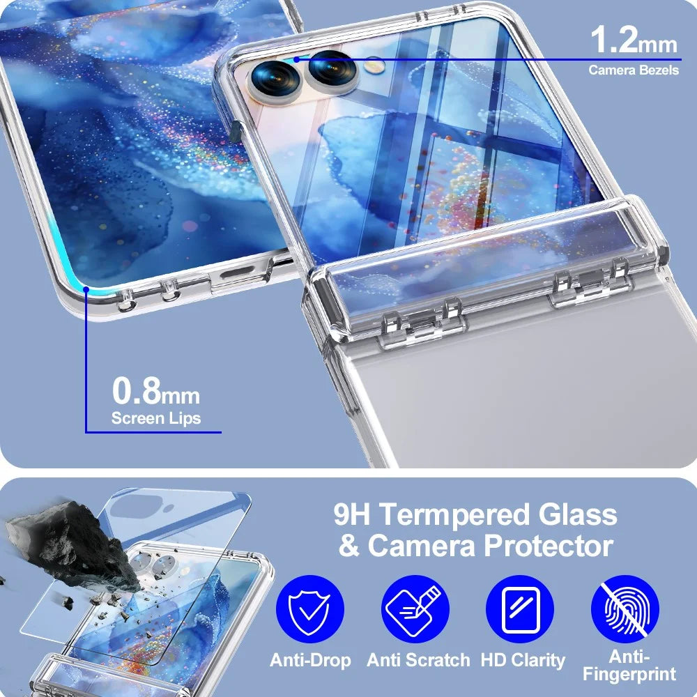 For Samsung Galaxy Z Flip8 Case Hinge Protection PC + TPU Phone Cover Built-in Tempered Glass Film - Transparent - 7