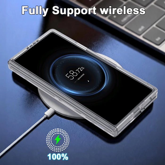For Samsung Galaxy Z Fold8 Ultra Case Hinge Protection PC + TPU Phone Cover Built-in Tempered Glass Film - Transparent - 6