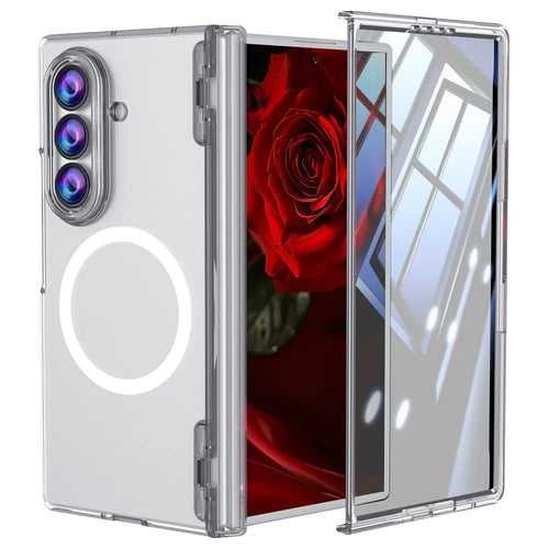 For Samsung Galaxy Z Fold8 Ultra Magnetic Case Hinge Protection Transparent PC + TPU Phone Cover Built-in Screen Protector - Transparent - 1