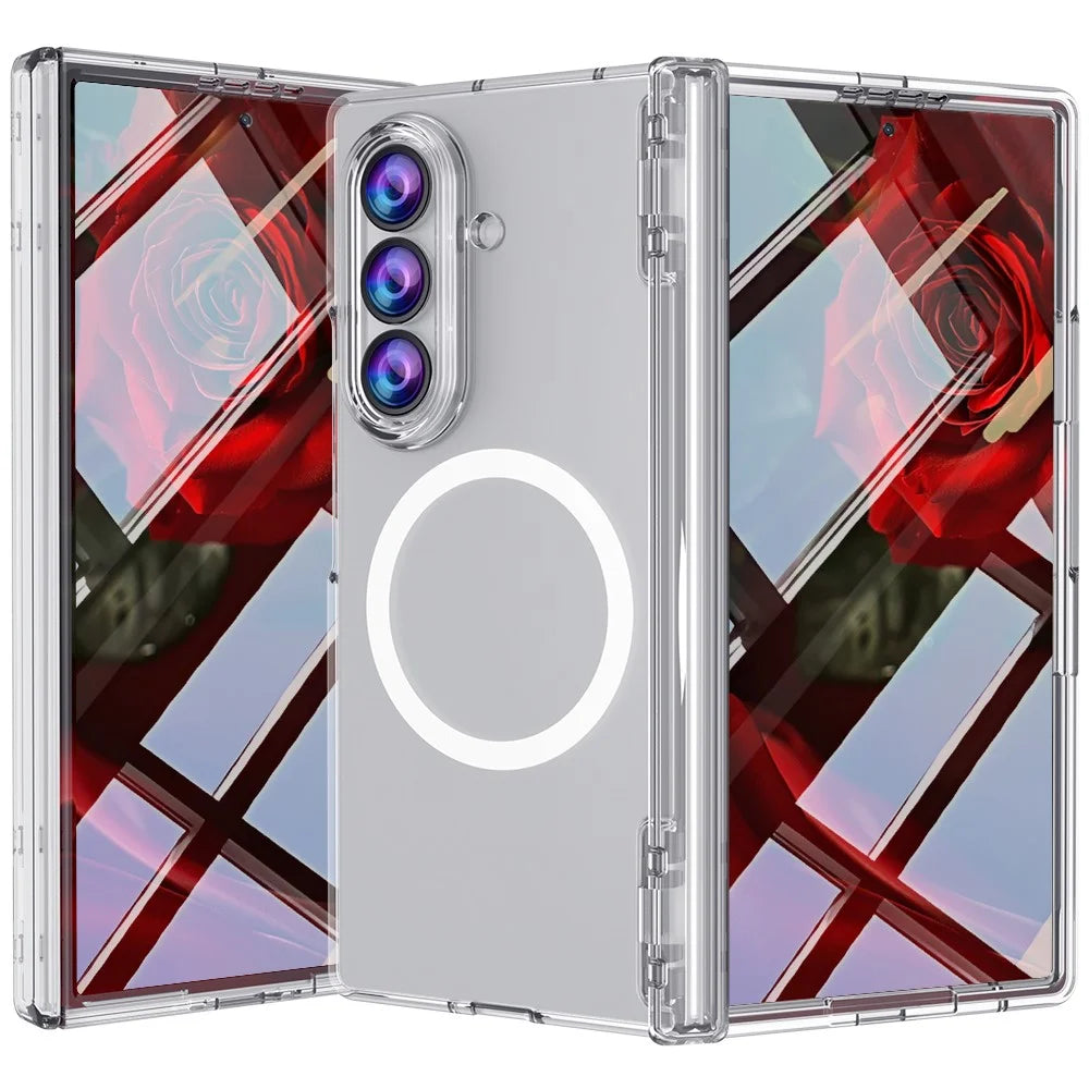 For Samsung Galaxy Z Fold8 Ultra Magnetic Case Hinge Protection Transparent PC + TPU Phone Cover Built-in Screen Protector - Transparent - 2
