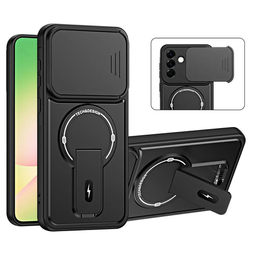 Phone Case with Slide Camera Cover For Samsung Galaxy A26 5G / A18 4G / A18 5G / A17 4G / A17 5G Kickstand Shockproof PC + TPU Matte Finish Phone Shell - Black - 1