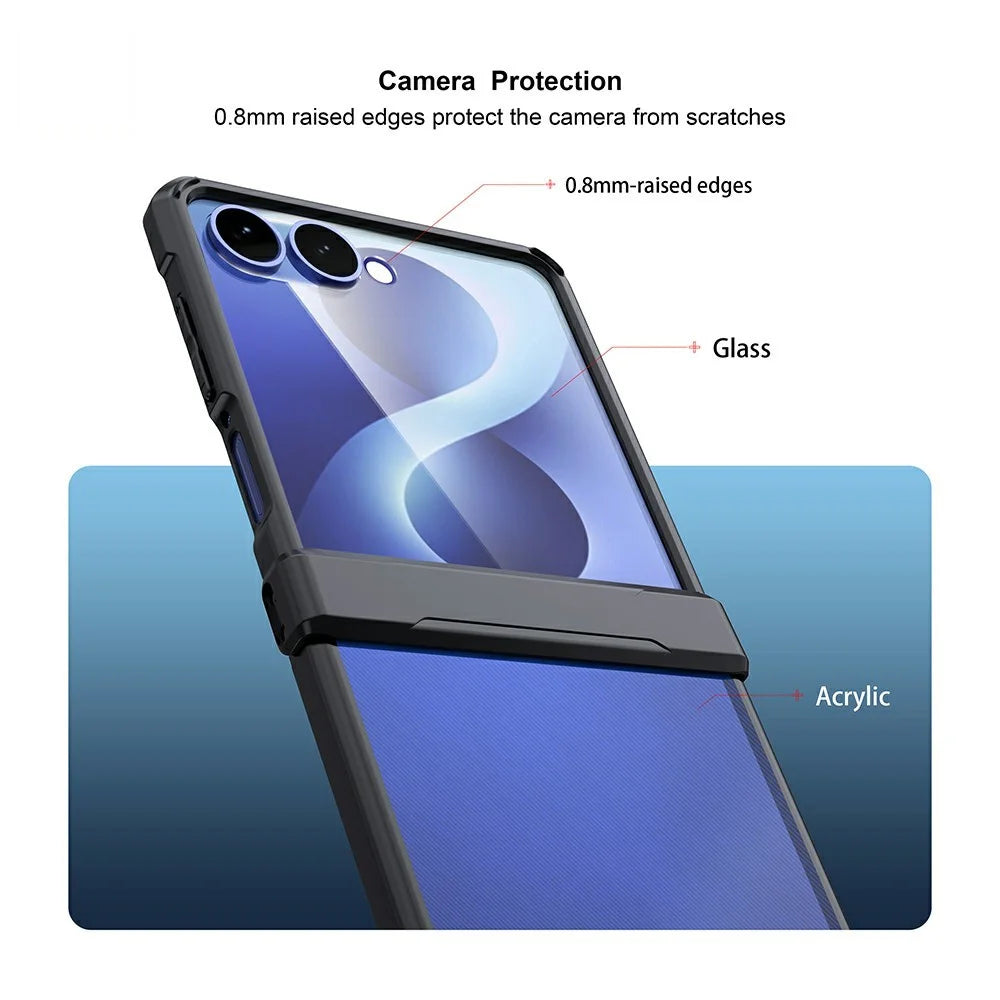 XUNDD For Samsung Galaxy Z Flip8 Case Dropproof TPU + Acrylic Clear Back Phone Cover - Black - 4
