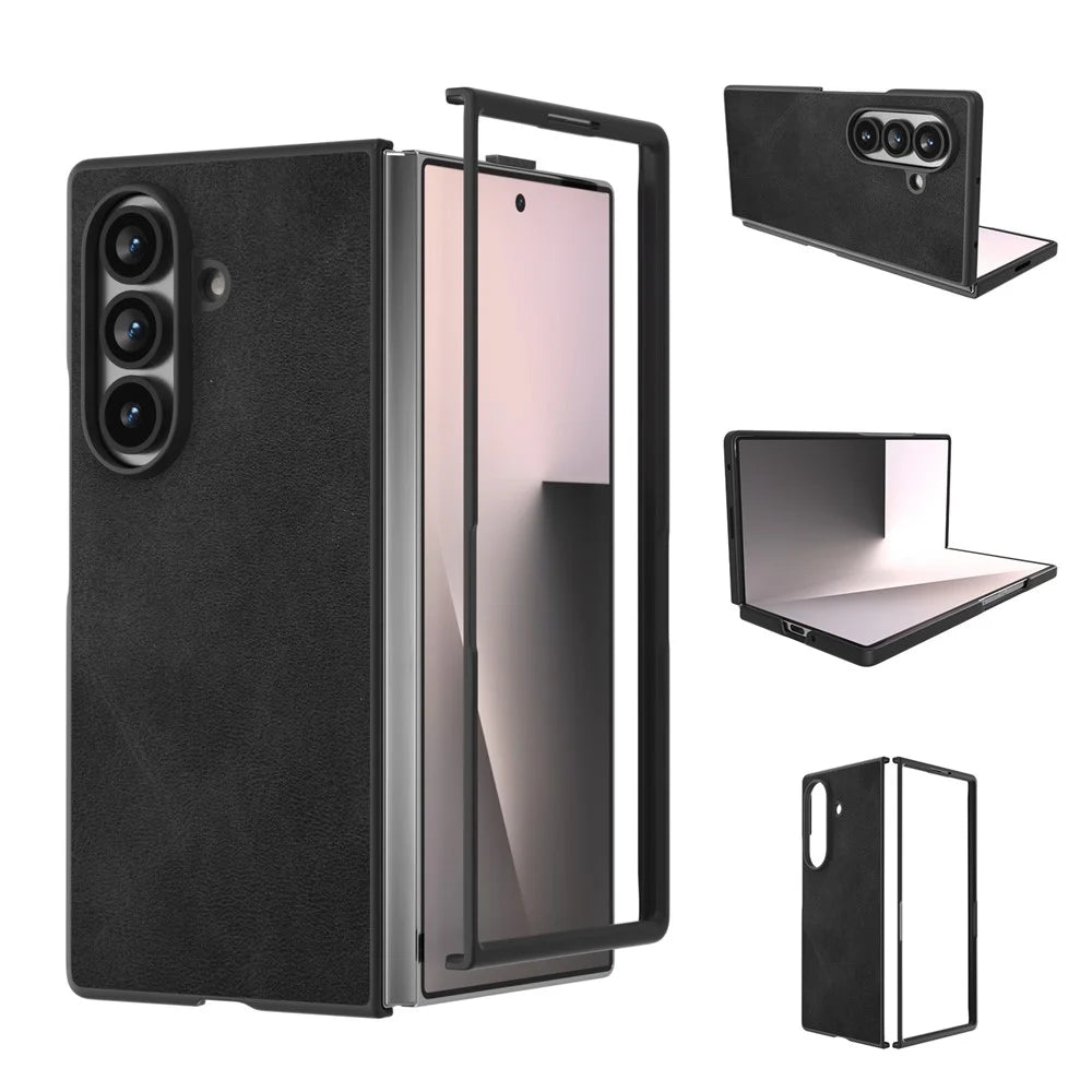 For Samsung Galaxy Z Fold8 Ultra Case Cowhide Texture Hard PC + PU Protective Phone Cover - Black - 1