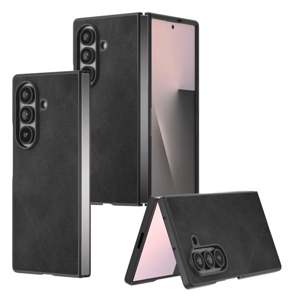 For Samsung Galaxy Z Fold8 Ultra Case Cowhide Texture Hard PC + PU Protective Phone Cover - Black - 5