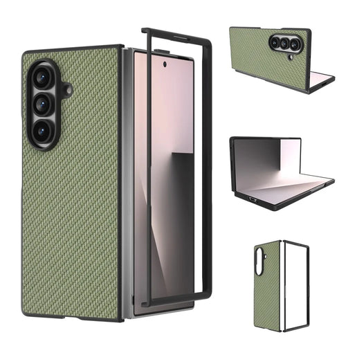 For Samsung Galaxy Z Fold8 Ultra Case Carbon Fiber Texture PU + PC Phone Cover - Green - 1