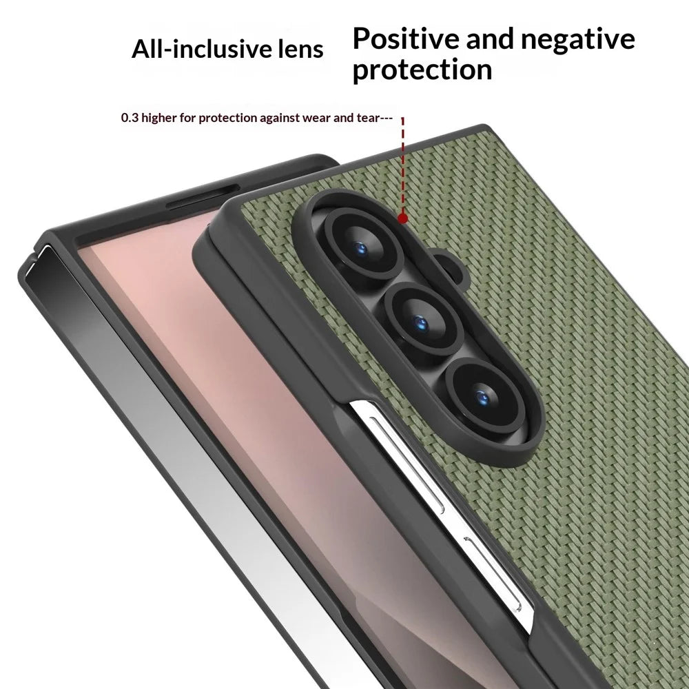 For Samsung Galaxy Z Fold8 Ultra Case Carbon Fiber Texture PU + PC Phone Cover - Green - 3