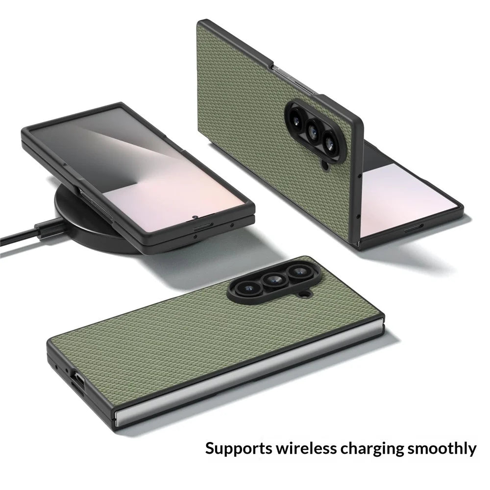 For Samsung Galaxy Z Fold8 Ultra Case Carbon Fiber Texture PU + PC Phone Cover - Green - 4