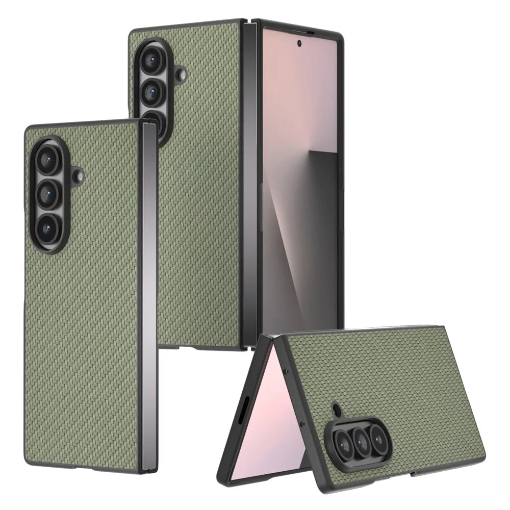 For Samsung Galaxy Z Fold8 Ultra Case Carbon Fiber Texture PU + PC Phone Cover - Green - 5
