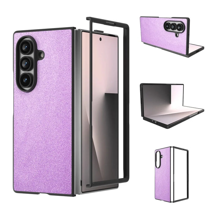 For Samsung Galaxy Z Fold8 Ultra Case Glitter Leather+PC Phone Cover - Purple - 1