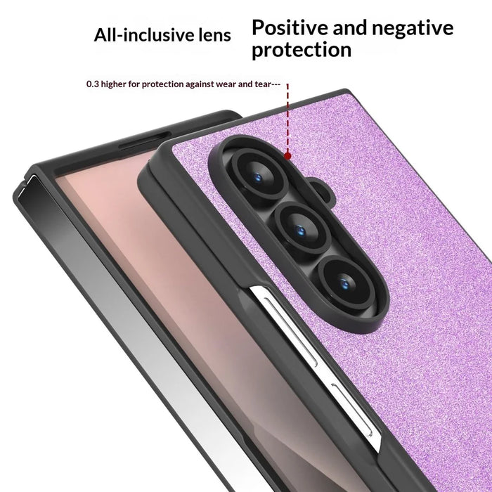 For Samsung Galaxy Z Fold8 Ultra Case Glitter Leather+PC Phone Cover - Purple - 3