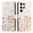 For Samsung Galaxy S24 Ultra Case Pattern Printed Wallet Flip Stand PU Leather Phone Cover with Wrist Strap - Floral Butterfly - 1