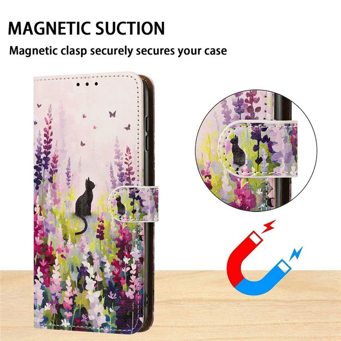 For Samsung Galaxy S26+ Case Pattern Printed Wallet Flip Stand PU Leather Phone Cover with Wrist Strap - Colorful Cat - 7