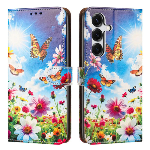 For Samsung Galaxy A15 4G / A15 5G Case Pattern Printed Wallet Flip Stand PU Leather Phone Cover with Wrist Strap - Colorful Butterfly - 1