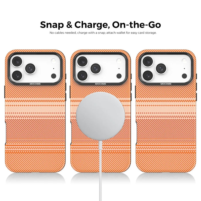 For iPhone 18 Pro Max Magnetic Case Rainbow Gradient Leather Coated TPU + PC Phone Cover with Card Holder - Orange - 4