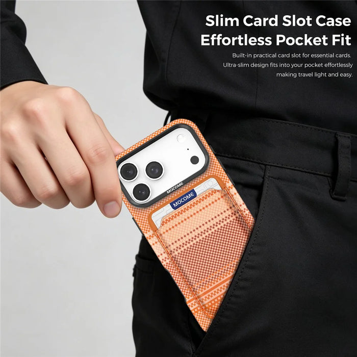For iPhone 18 Pro Max Magnetic Case Rainbow Gradient Leather Coated TPU + PC Phone Cover with Card Holder - Orange - 6