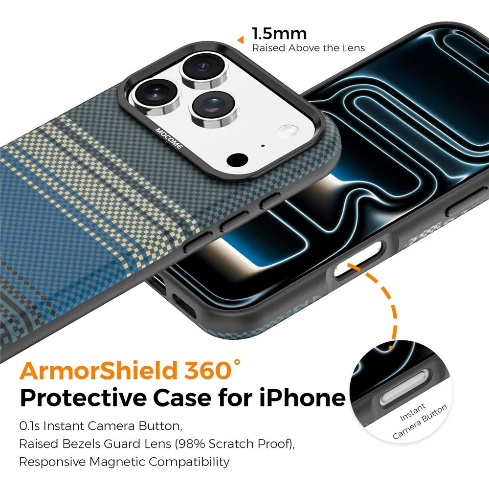 For iPhone 18 Pro Magnetic Case Gradient Rainbow Leather Coated TPU + PC Hybrid Shockproof Cover - Sapphire - 7