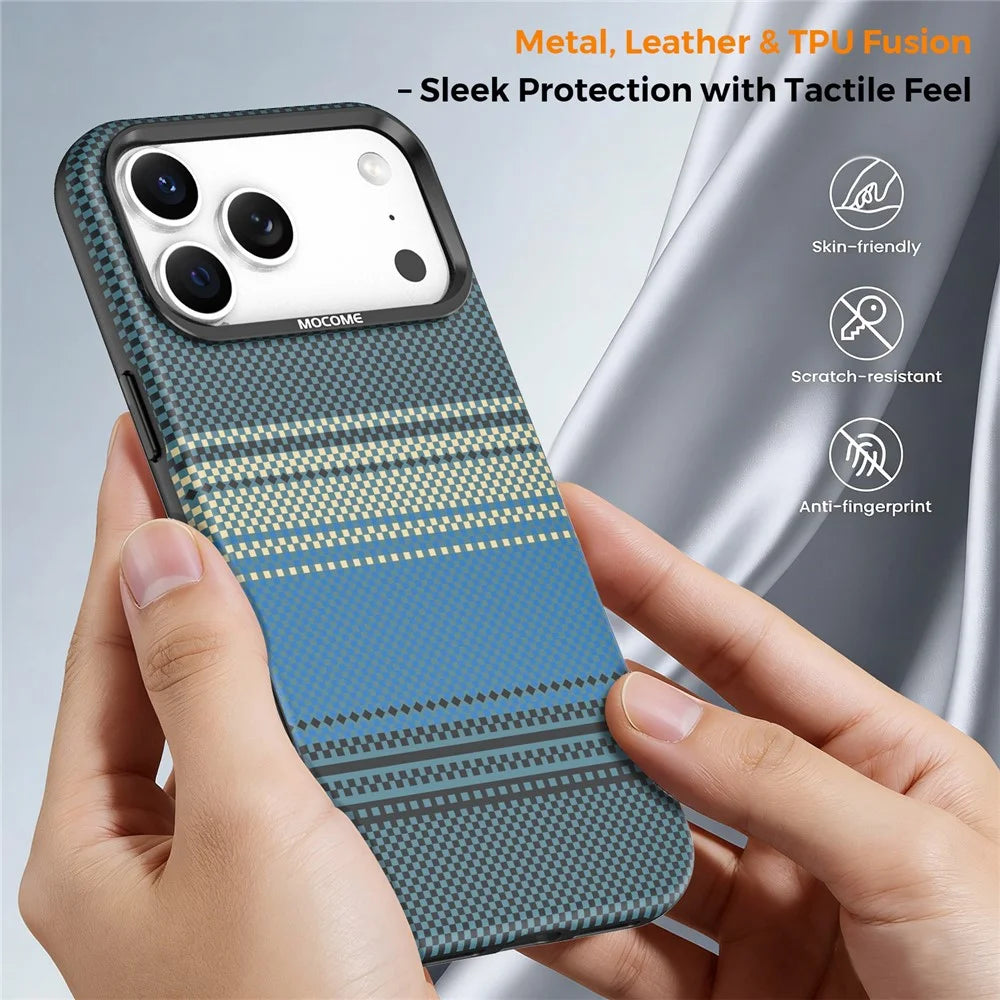 For iPhone 18 Pro Max Magnetic Case Gradient Rainbow Leather Coated TPU + PC Hybrid Shockproof Cover - Sapphire - 6