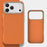 For iPhone 18 Pro Max Case Compatible with MagSafe Fine Grid Texture Leather Coated TPU PC Phone Cover with Metal Lens Frame - Orange - 2