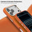For iPhone 18 Pro Max Case Compatible with MagSafe Fine Grid Texture Leather Coated TPU PC Phone Cover with Metal Lens Frame - Orange - 7