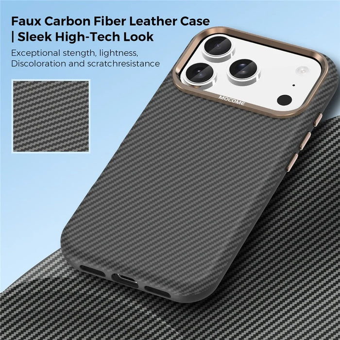 For iPhone 18 Pro Case Compatible with MagSafe Carbon Fiber Texture Shockproof Leather TPU PC Protective Cover - Black - 3