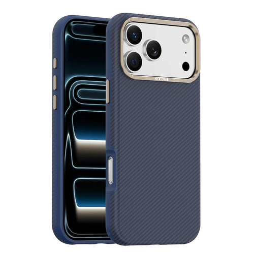 For iPhone 18 Pro Max Case Compatible with MagSafe Carbon Fiber Texture Shockproof Leather TPU PC Protective Cover - Sapphire - 1