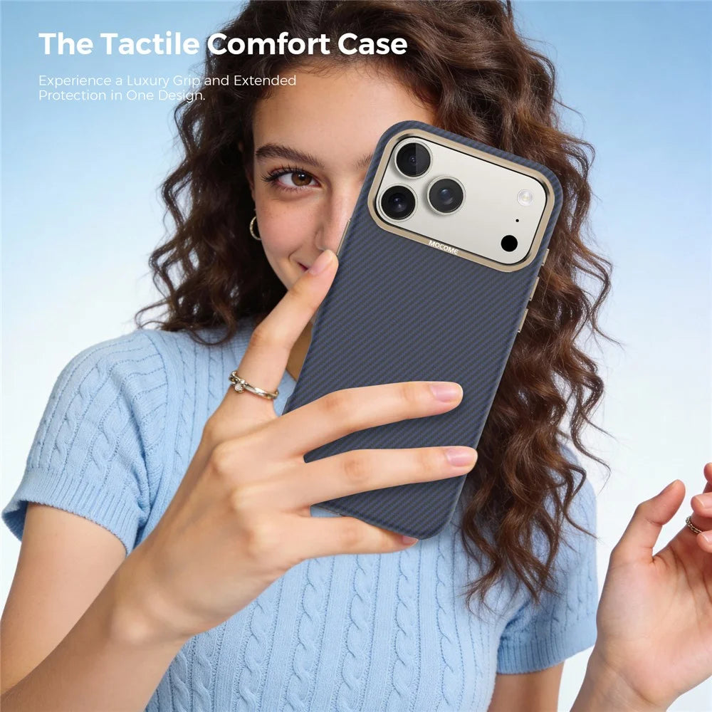 For iPhone 18 Pro Max Case Compatible with MagSafe Carbon Fiber Texture Shockproof Leather TPU PC Protective Cover - Sapphire - 6