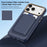 For iPhone 18 Pro Max Magnetic Case Carbon Fiber Texture Leather Back Phone Cover with Detachable Card Holder - Sapphire - 4