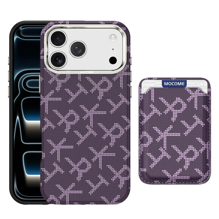 For iPhone 18 Pro Magnetic Case Aramid Fiber Texture Leather Phone Back Cover with Card Holder - Purple - 2