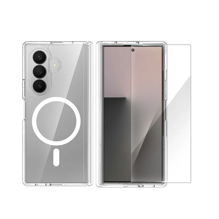 2Pcs for Samsung Galaxy Z Fold8 Ultra Magnetic Case Shockproof Acrylic Clear Cover with Tempered Glass Screen Protector - Transparent - 2