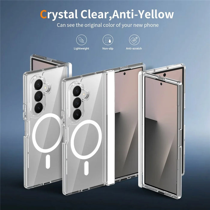 2Pcs for Samsung Galaxy Z Fold8 Ultra Magnetic Case Shockproof Acrylic Clear Cover with Tempered Glass Screen Protector - Transparent - 3