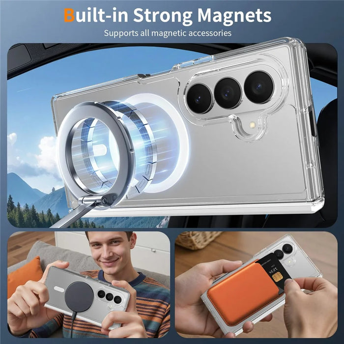 2Pcs for Samsung Galaxy Z Fold8 Ultra Magnetic Case Shockproof Acrylic Clear Cover with Tempered Glass Screen Protector - Transparent - 7