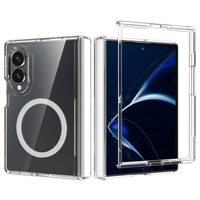 2Pcs for Samsung Galaxy Z Fold8 Magnetic Case Shockproof Acrylic Clear Cover with Tempered Glass Screen Protector - Transparent - 1