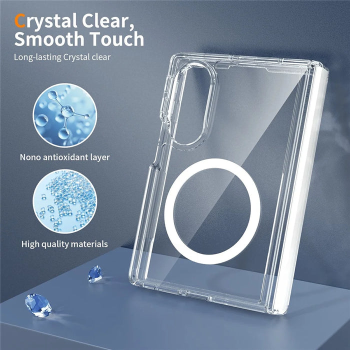 2Pcs for Samsung Galaxy Z Fold8 Magnetic Case Shockproof Acrylic Clear Cover with Tempered Glass Screen Protector - Transparent - 5