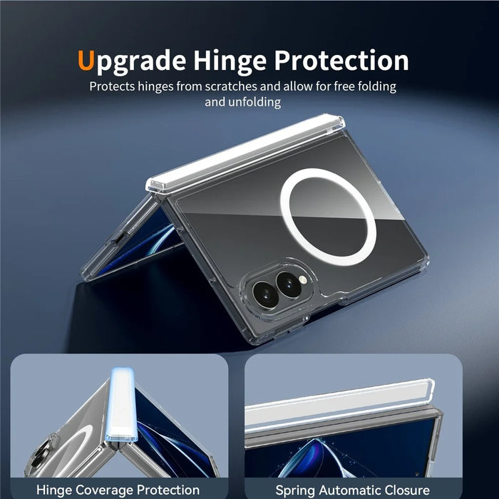 2Pcs for Samsung Galaxy Z Fold8 Magnetic Case Shockproof Acrylic Clear Cover with Tempered Glass Screen Protector - Transparent - 6