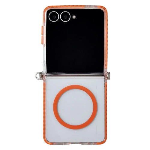 For Samsung Galaxy Z Flip7 5G Magnetic Case Dual-Color Design Shockproof TPU Phone Cover - Orange - 1