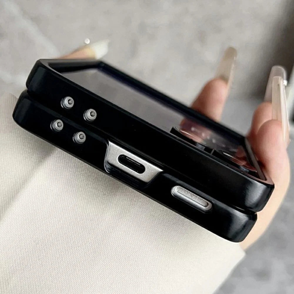 For Samsung Galaxy Z Flip8 Magnetic Case Pixelated Letter Pattern Leather + PC Folding Phone Cover with Ring Kickstand - Black - 4