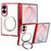 For Samsung Galaxy Z Fold8 Case Magnetic Rotating Kickstand Clear PC Phone Cover - Red - 1