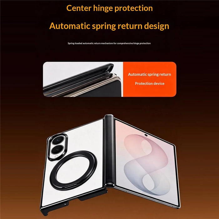 For Samsung Galaxy Z Fold8 Case Magnetic Rotating Kickstand Clear PC Phone Cover - Red - 3