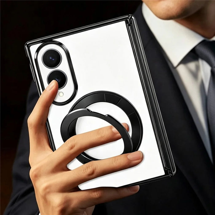 For Samsung Galaxy Z Fold8 Case Magnetic Rotating Kickstand Clear PC Phone Cover - Red - 4