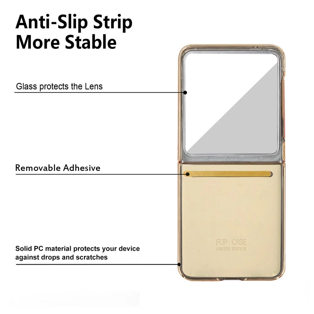 For Samsung Galaxy Z Flip8 Case Rhombus Grid Phone Cover with Tempered Glass Film - Black - 6