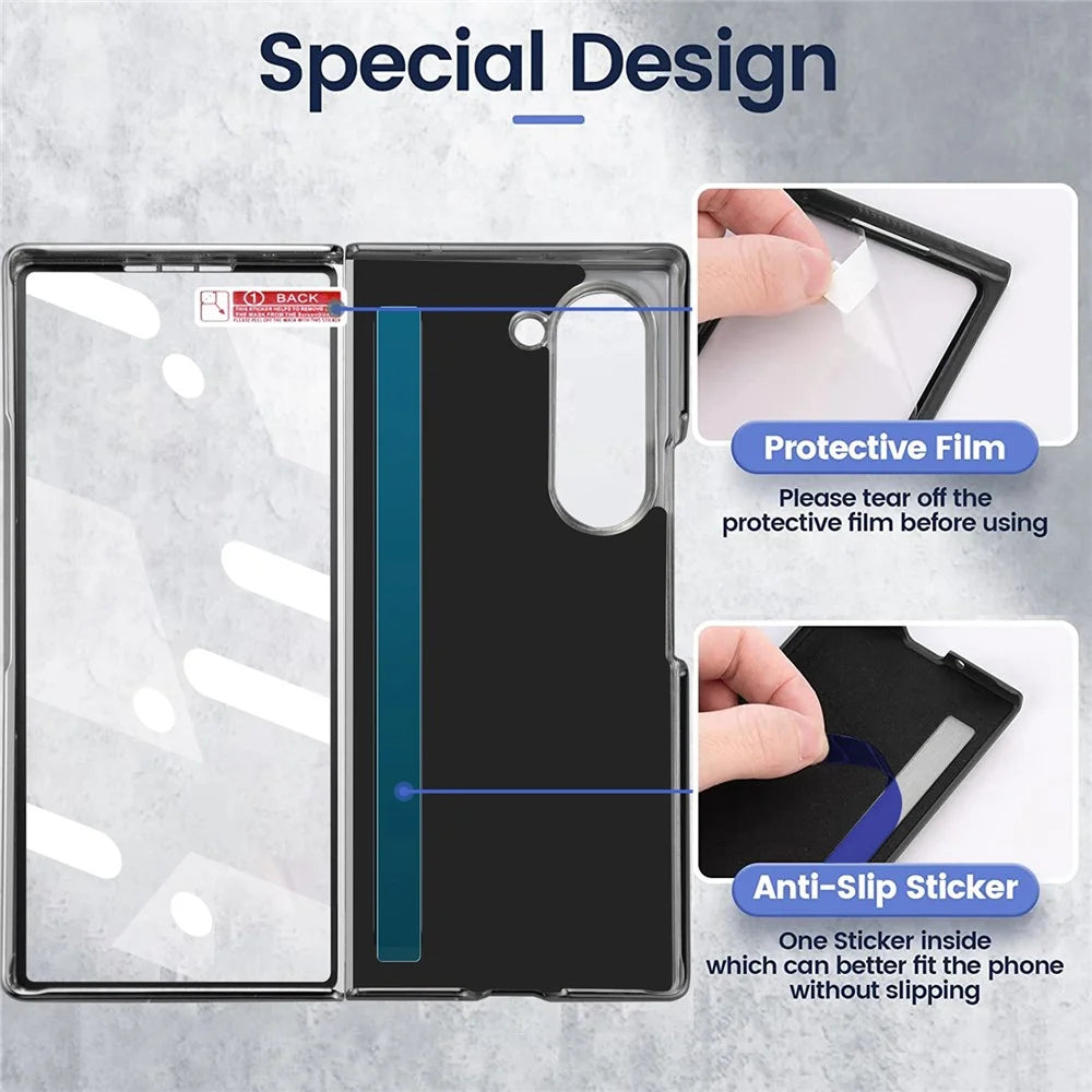 For Samsung Galaxy Z Fold8 Ultra Case Rhombus Grid Phone Cover with Tempered Glass Film - Black - 5