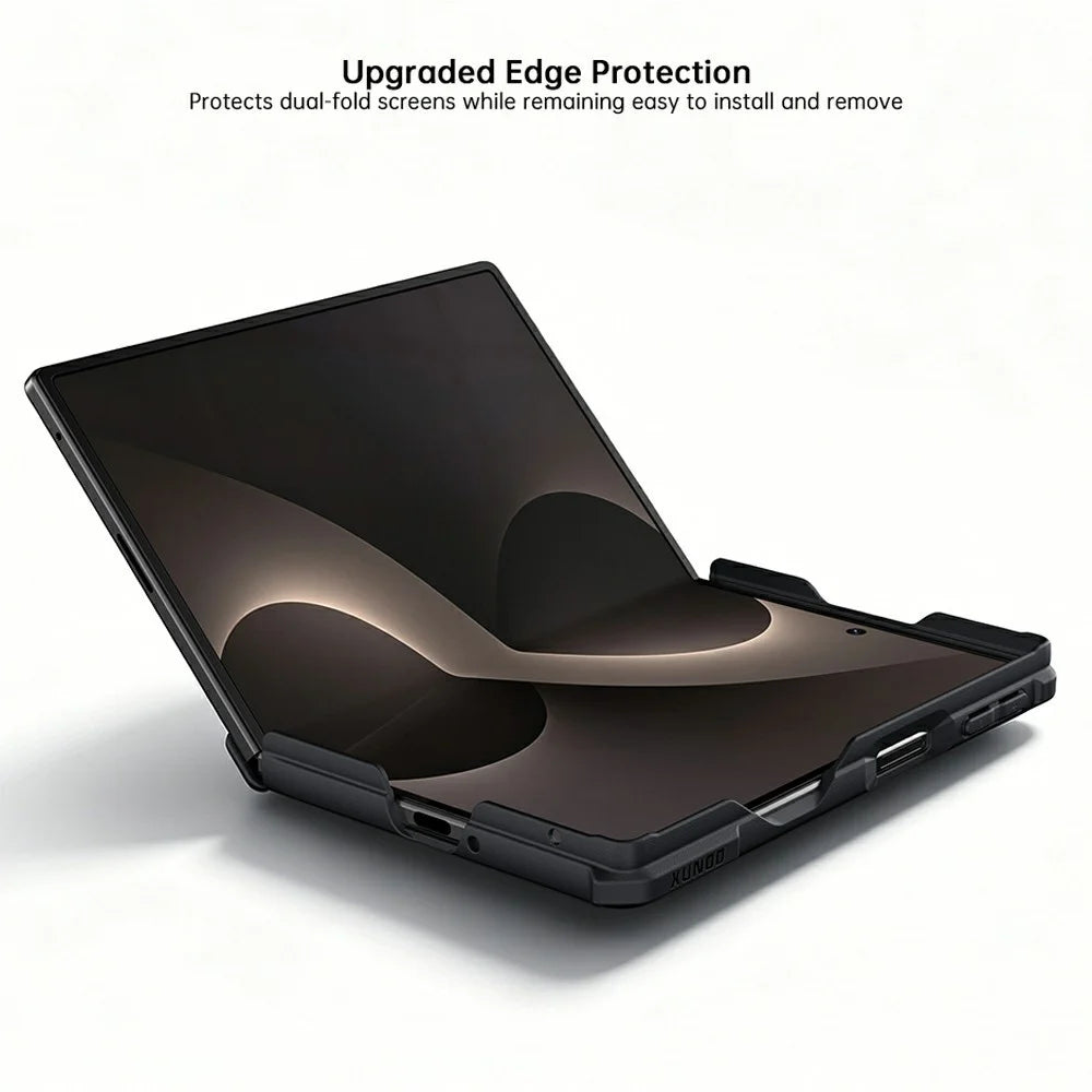 XUNDD for Samsung Galaxy Z Fold8 Case Magnetic Rotatable Kickstand 1.8mm Thick PC + TPU Shockproof Phone Cover - Black - 3