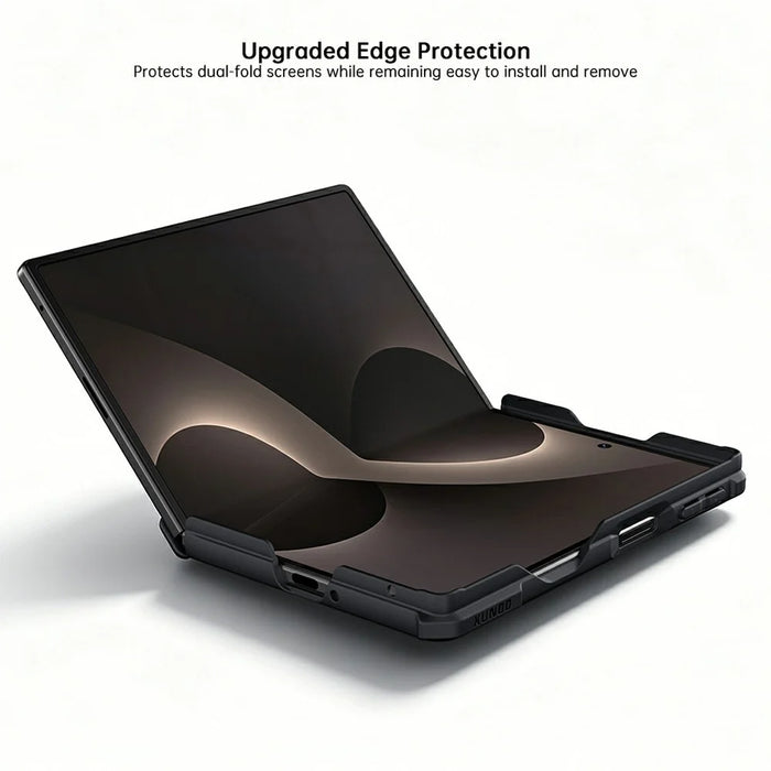 XUNDD for Samsung Galaxy Z Fold8 Case Magnetic Rotatable Kickstand 1.8mm Thick PC + TPU Shockproof Phone Cover - Black - 3