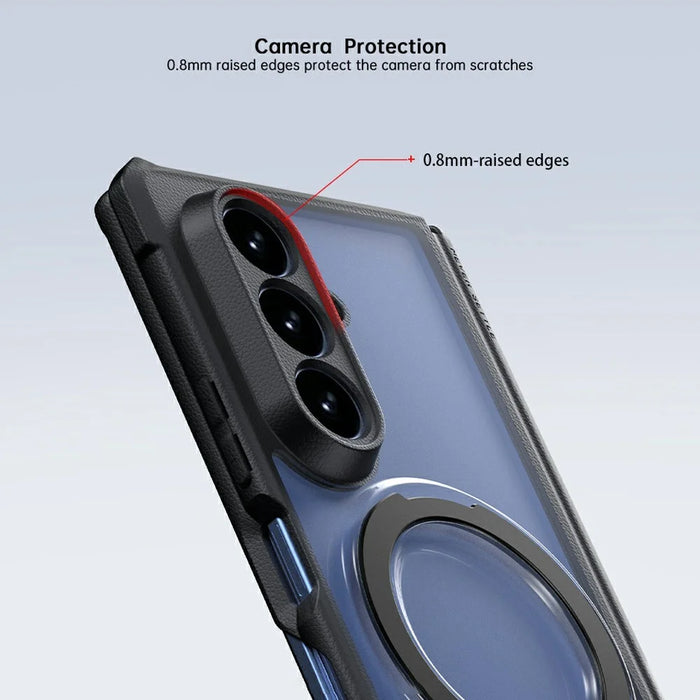 XUNDD for Samsung Galaxy Z Fold8 Ultra Case Magnetic Rotatable Kickstand 1.8mm Thick PC + TPU Shockproof Phone Cover - Black - 2