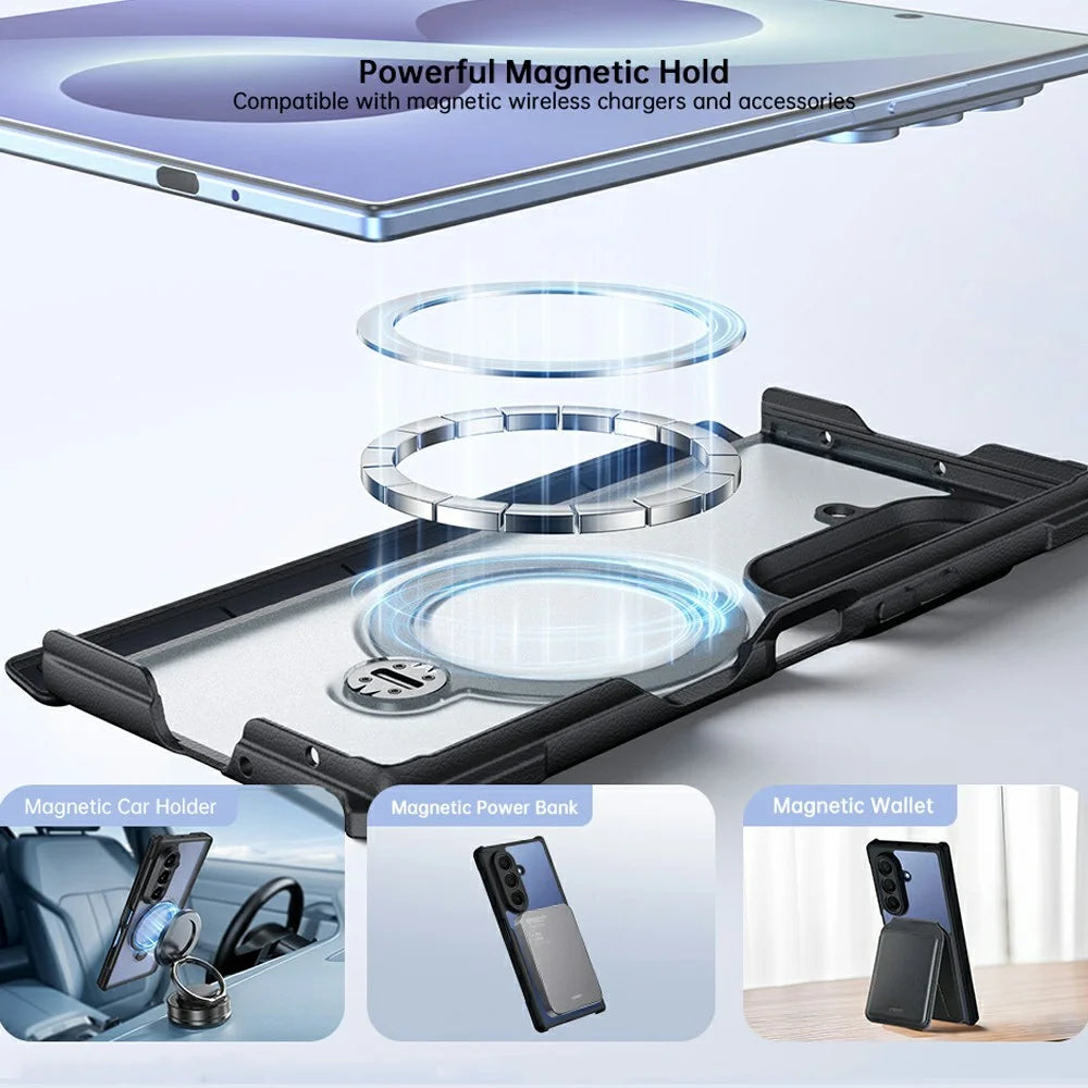 XUNDD for Samsung Galaxy Z Fold8 Ultra Case Magnetic Rotatable Kickstand 1.8mm Thick PC + TPU Shockproof Phone Cover - Black - 6