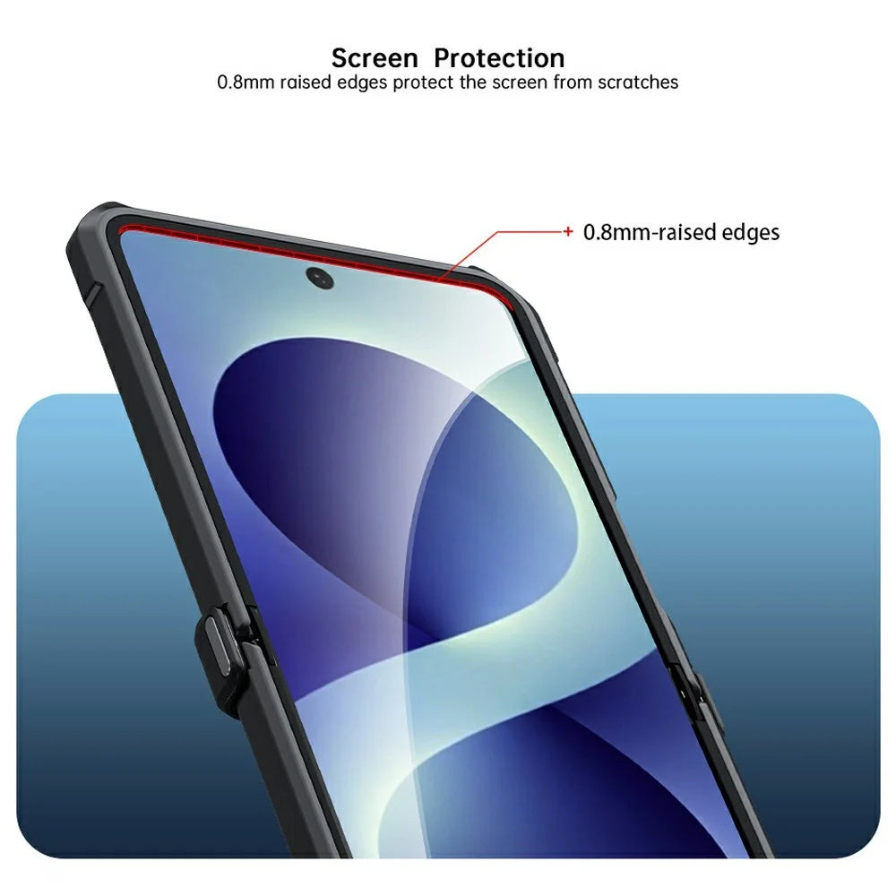 XUNDD for Samsung Galaxy Z Flip8 Case Magnetic Rotating Kickstand PC + TPU Folding Hinge Shockproof Phone Cover - Black - 3