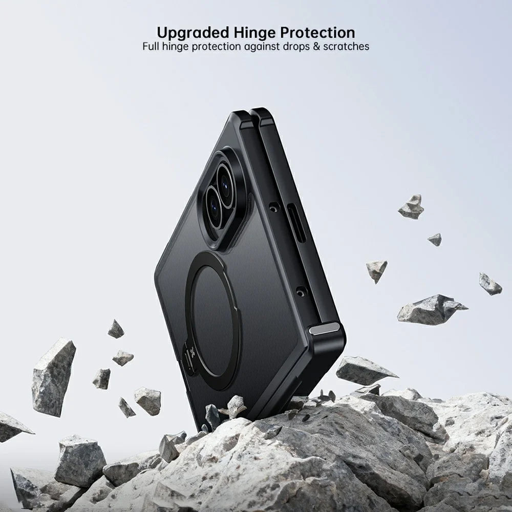 XUNDD for Samsung Galaxy Z Fold8 Ultra Case Magnetic Rotating Kickstand PC + TPU Folding Hinge Shockproof Phone Cover - Black - 4